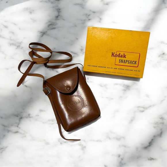 Kodak Brown Leather Snapsack with Strap - Picture 1 of 6